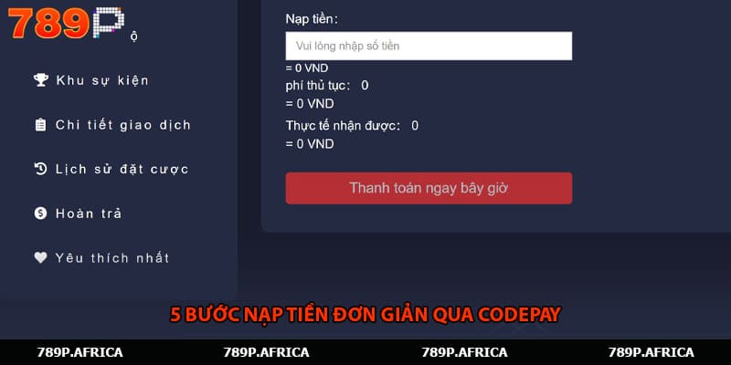 5 bước nạp tiền đơn giản qua Codepay